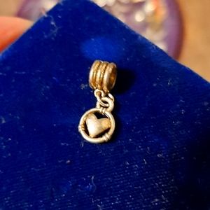 14K and 925 Pandora Gold Heart Dangle Charm 790173